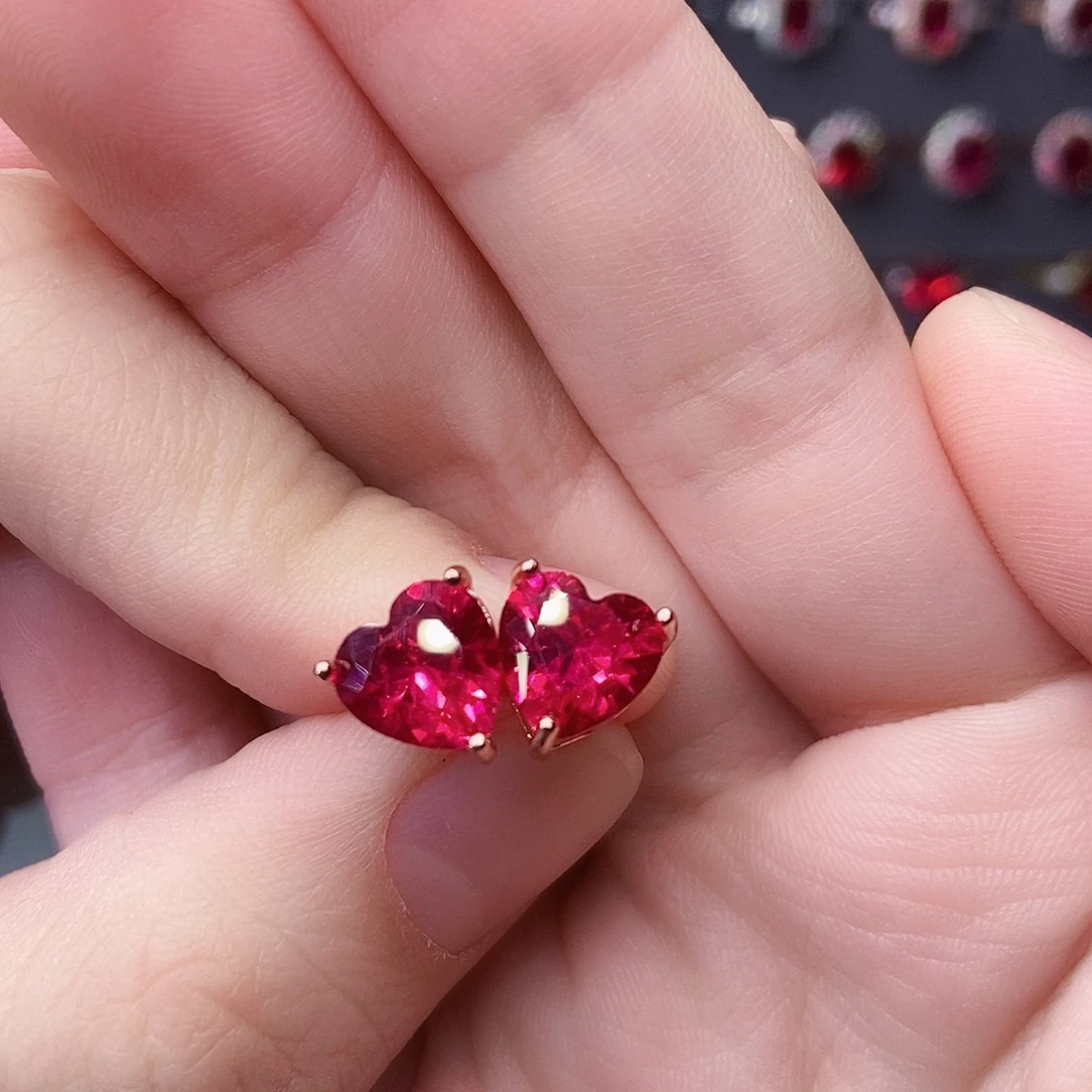 耳饰红宝石银S925镶嵌