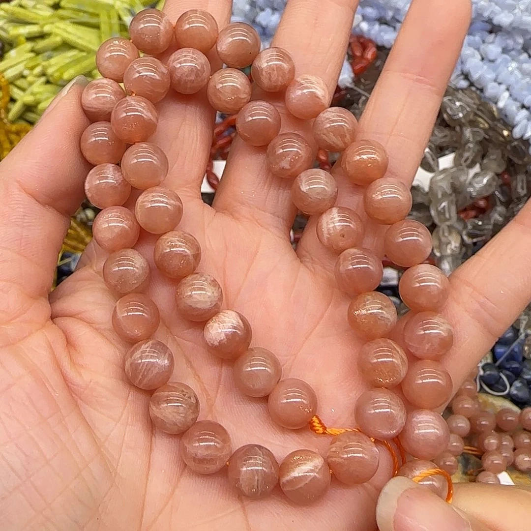 玛瑙/玉髓合金珠宝半成品太阳石8mm一条