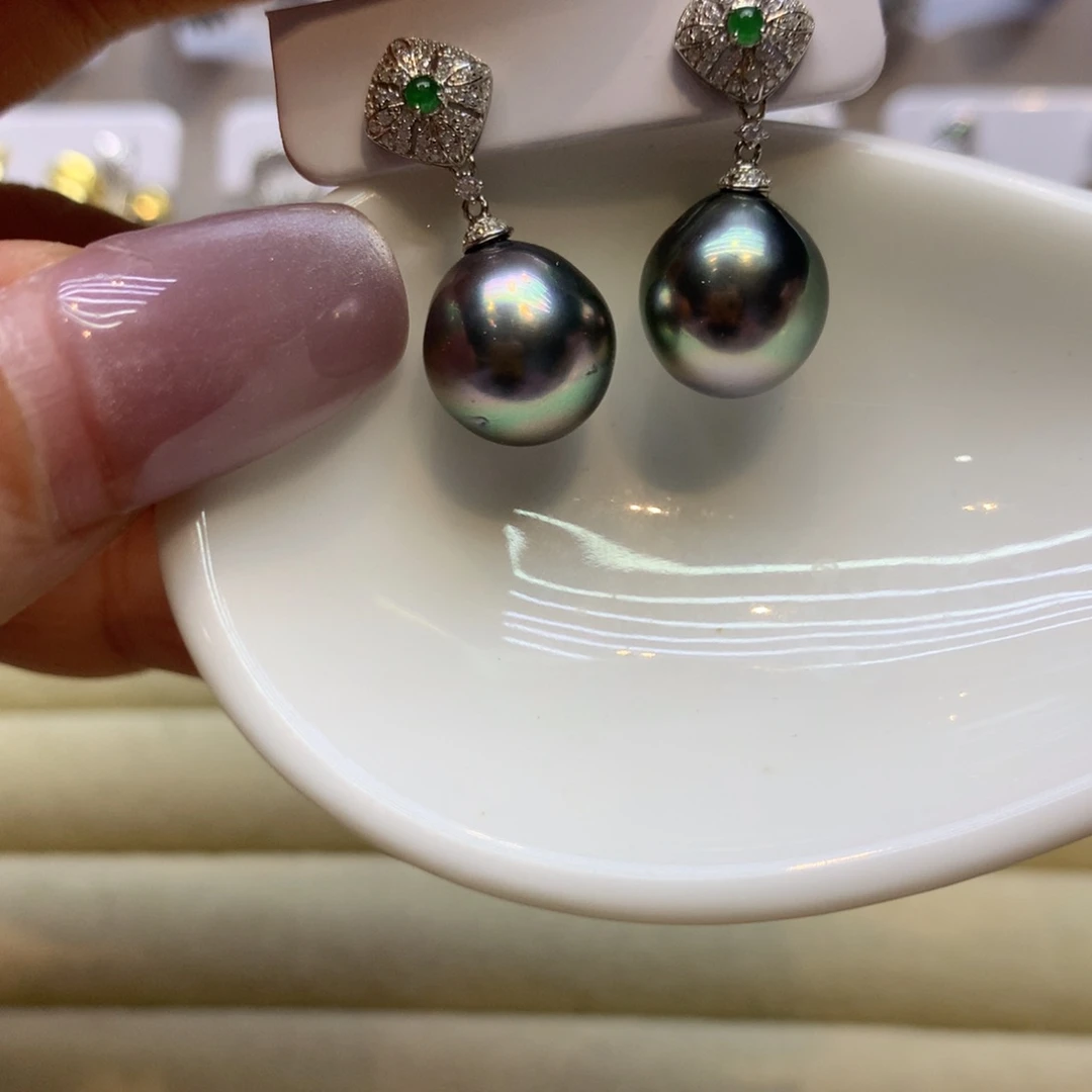 银S925镶嵌耳饰海水珍珠