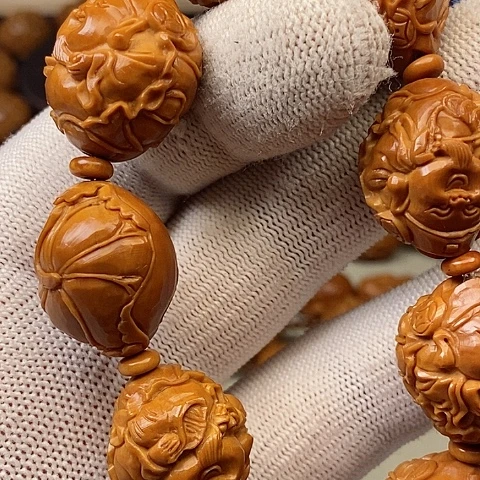 橄榄核手串/手链(***)橄榄核荷叶财神