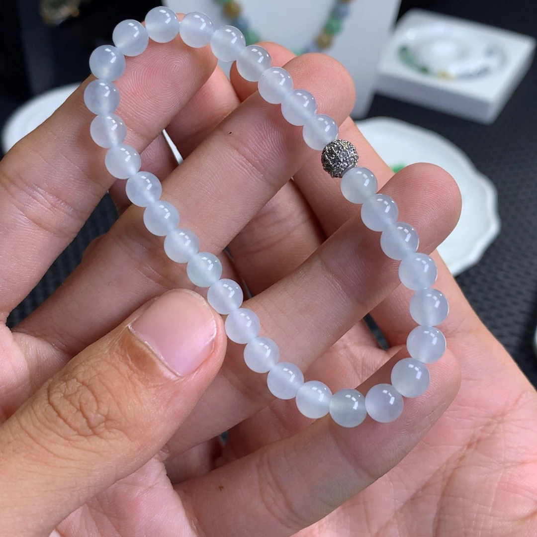 未镶嵌手链翡翠烟****灰翡翠手串