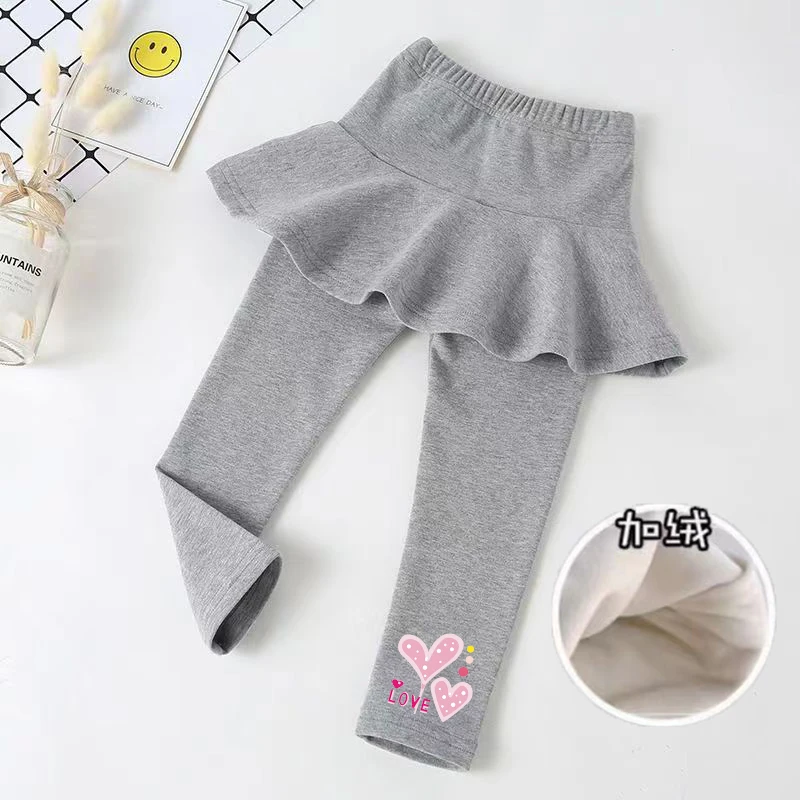 童装秋冬新款女童加绒加厚打底裤女宝宝假两件保暖裤裙子儿童裙裤