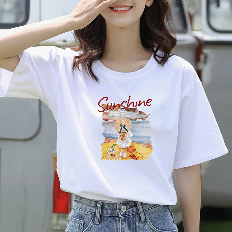 纯棉短袖2025新款女装正肩t恤时尚百搭洋气减龄显瘦修身上衣G173