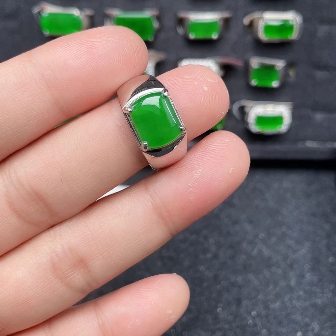 翡翠戒指银S925镶嵌编号2766