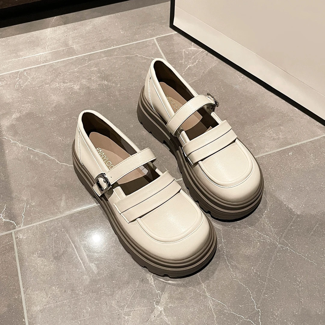 皮鞋时尚百搭春季厚底英伦风秋季鞋子C375-1