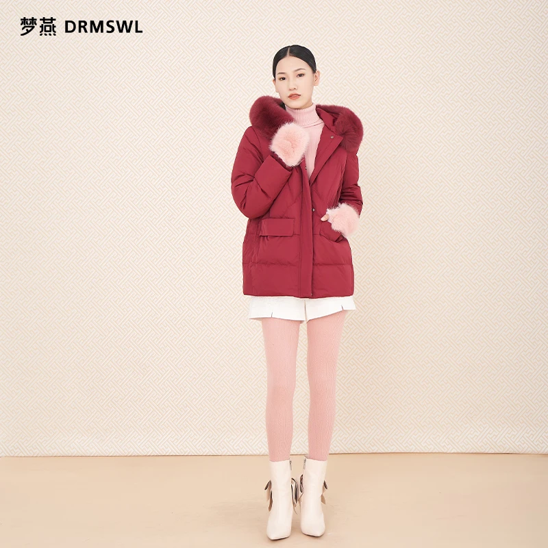 梦燕【特卖季】秋冬女妈妈装休闲保暖狐狸毛领羽绒服外套CY12B2003