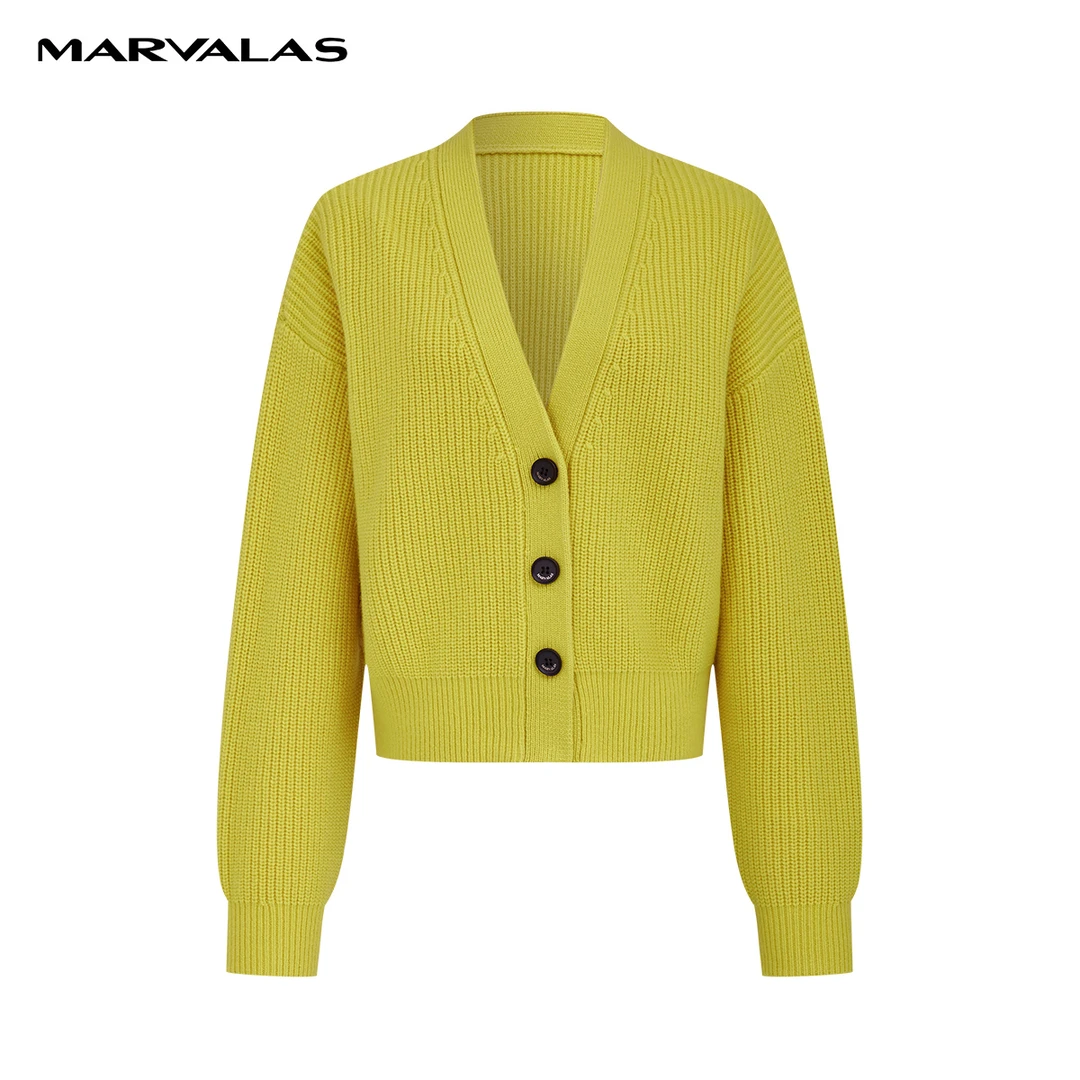 【珊珊专属】曼德诗全羊毛短款开衫2023冬亲肤针织衫女M731307491