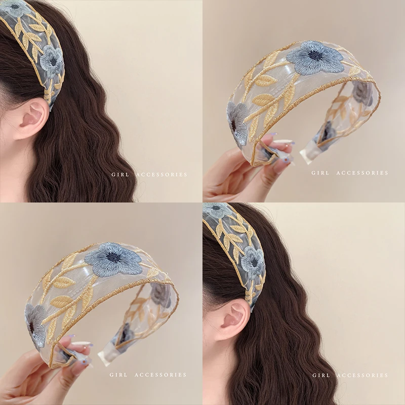 今年流行的发箍女2025新款高级感日常外戴民族风刺绣花朵头箍发饰
