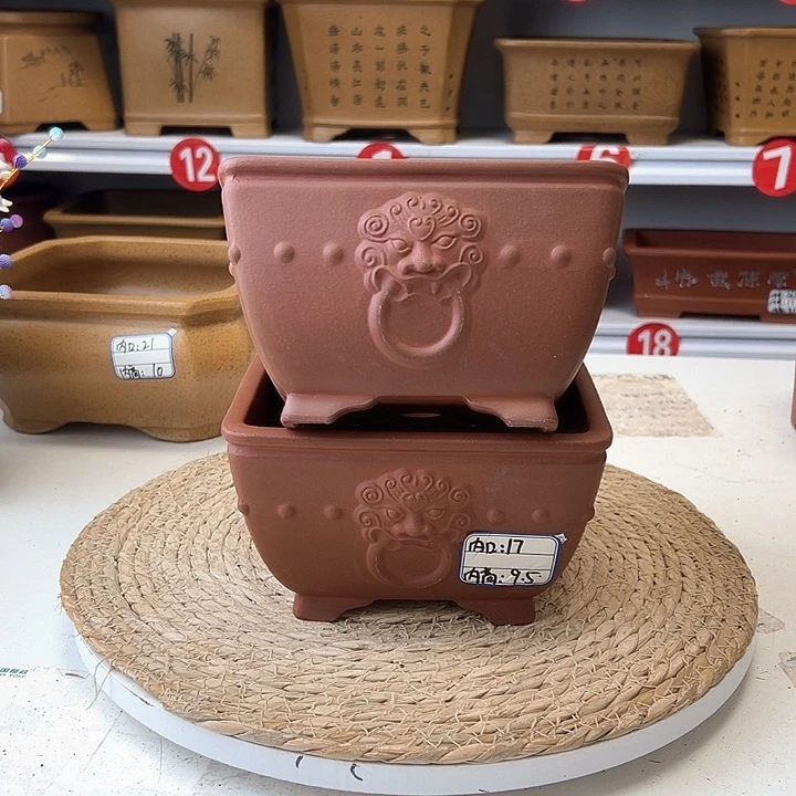 紫砂花盆蛇年大吉