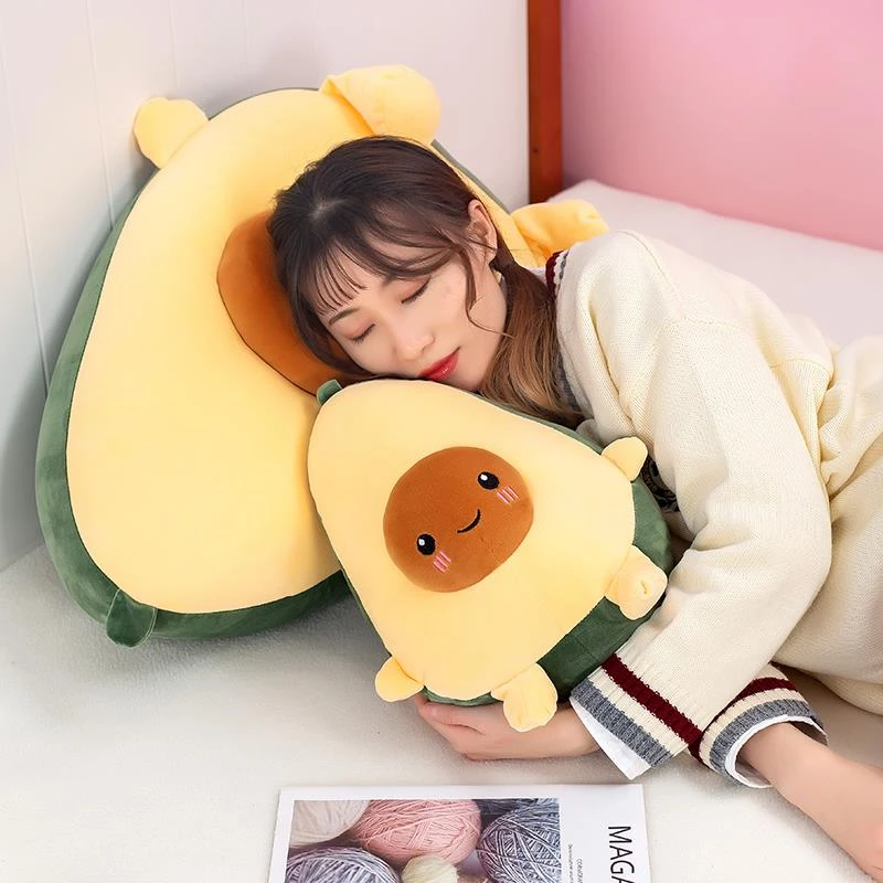 可爱网红牛油果毛绒玩具公仔女生床上睡觉夹腿抱枕布娃娃生日礼物
