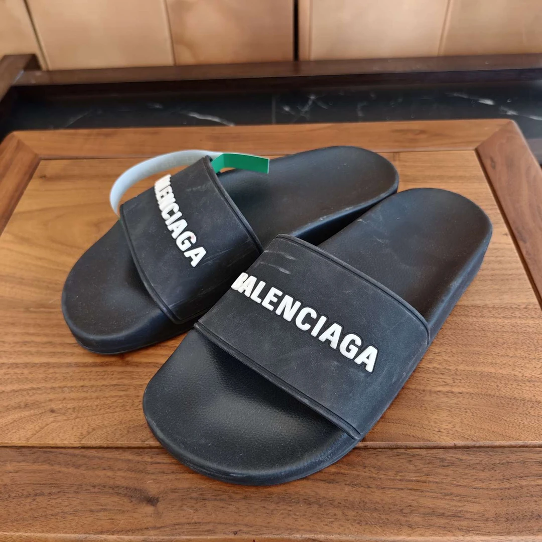 99新 Balenciaga/巴黎世家 巴黎世黑色字母拖鞋/36码/95新/27991