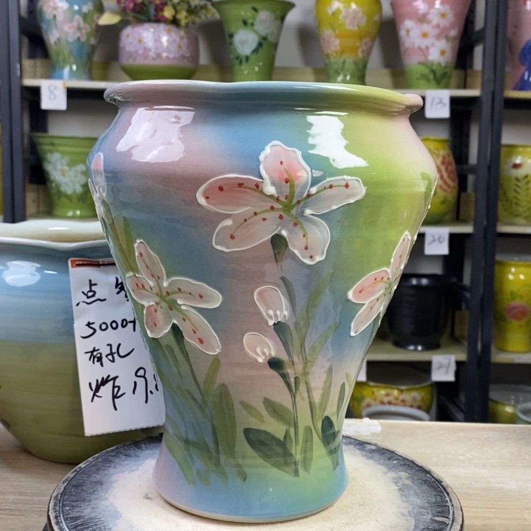 景德镇手工手绘陶瓷花盆