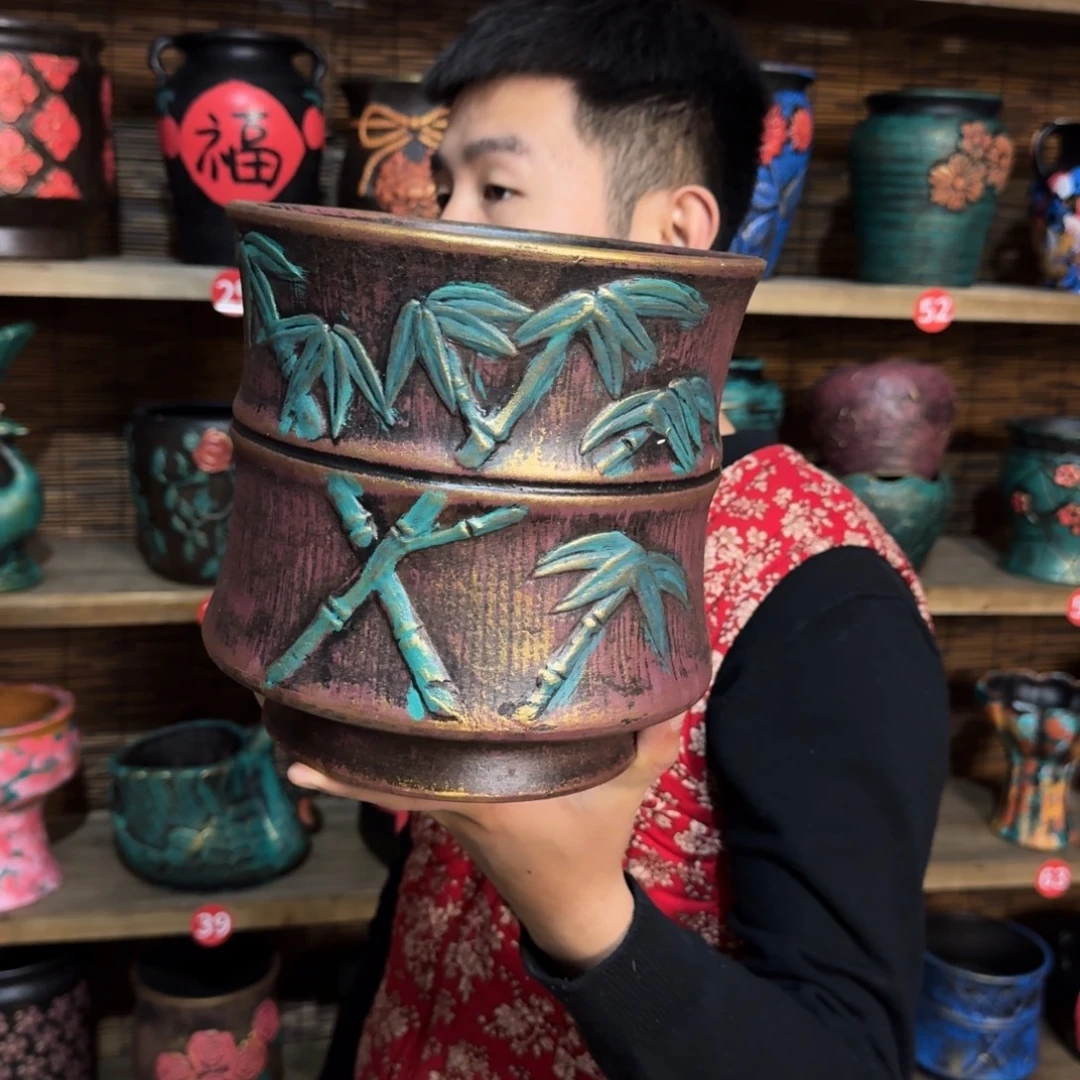 带孔高端浮雕花盆炸炸炸炸