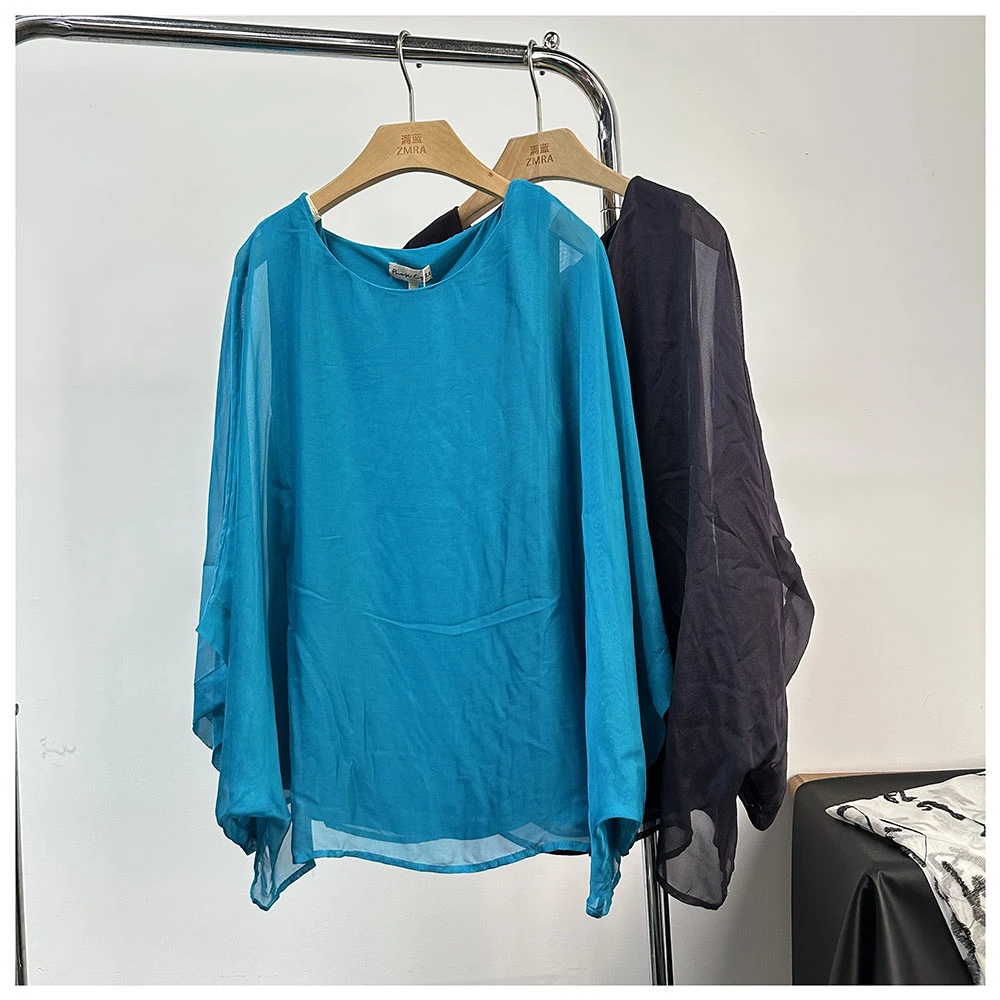 C106夏季新款女士宽松时尚百搭圆领拼接衬衫女