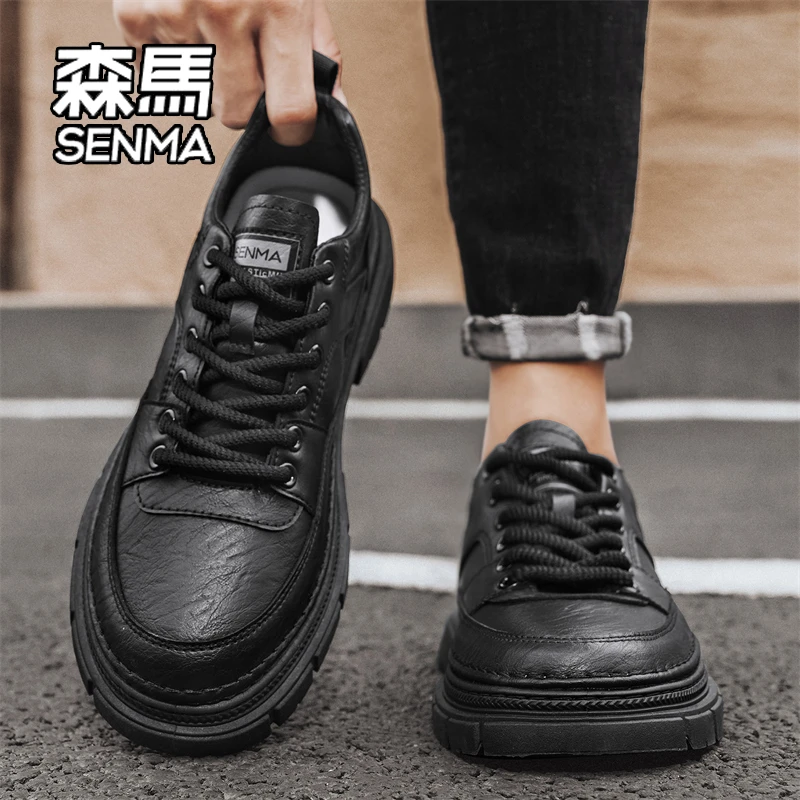 SENMA/森马男鞋冬季防滑耐磨英伦风青少年低帮复古运动休闲马丁靴