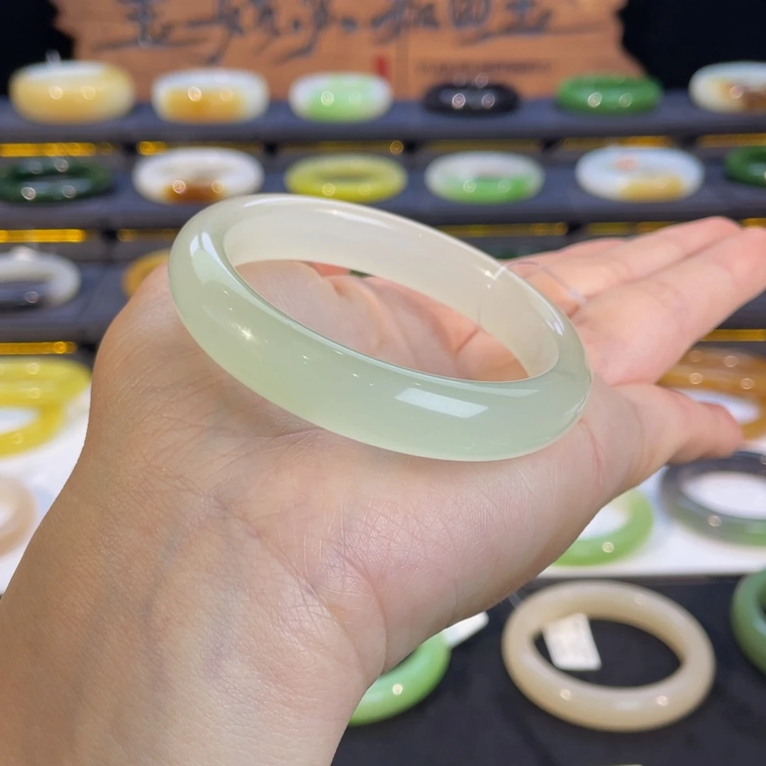 未镶嵌手镯和田玉高冰玻璃底手镯5354