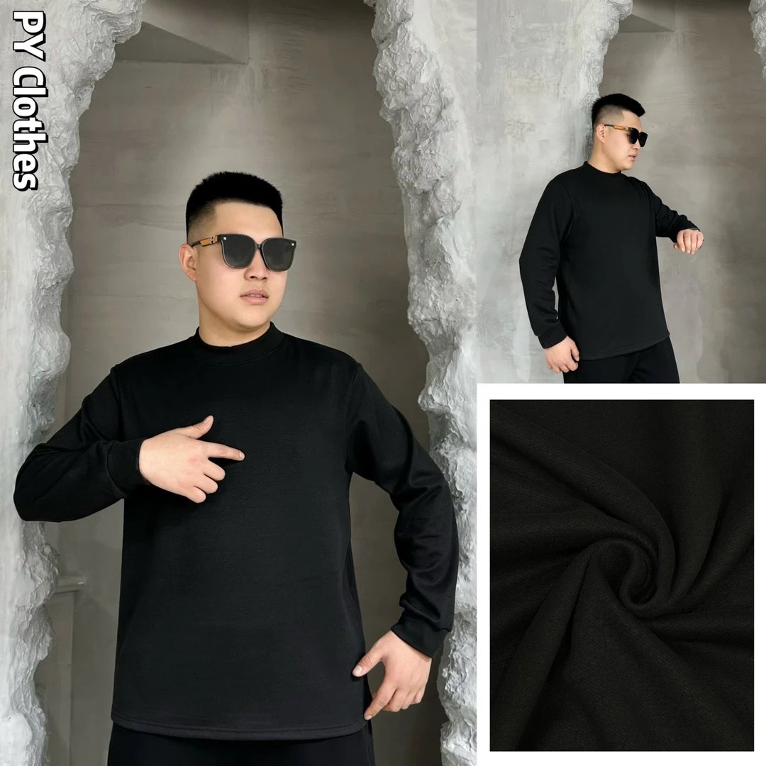 【双面绒打底】胖语大码男装 2025秋冬双面绒半高领长袖打底7099#N