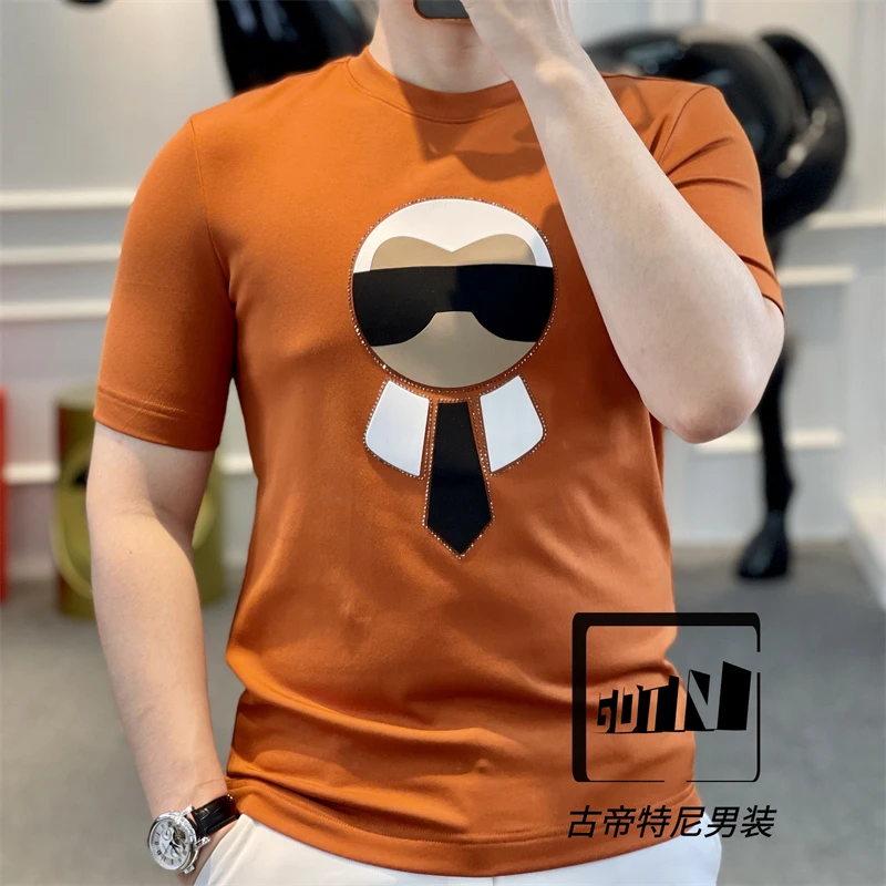 <古帝特尼>秋冬新款男士潮流欧货时尚百搭莫代尔圆领T恤Z+1087