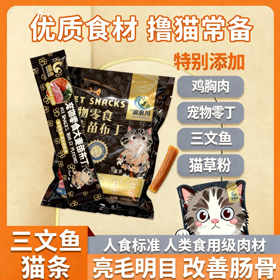 浪浪川猫条猫咪零食湿粮包成猫幼猫通用型鸡肉三文鱼猫草布丁口味