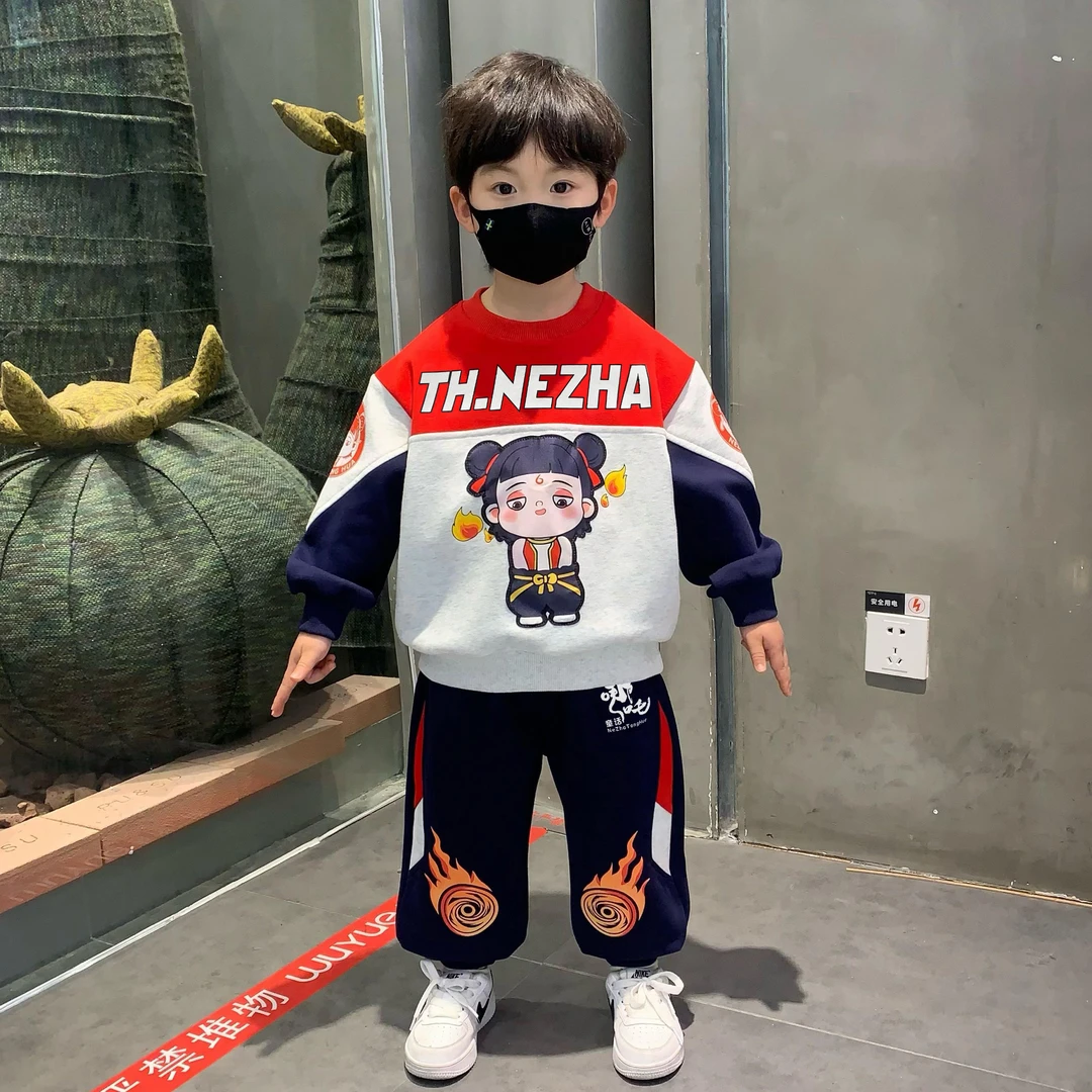 哪吒儿童服装男童秋装套装2025新款男孩春秋衣服宝宝帅气时髦卫衣