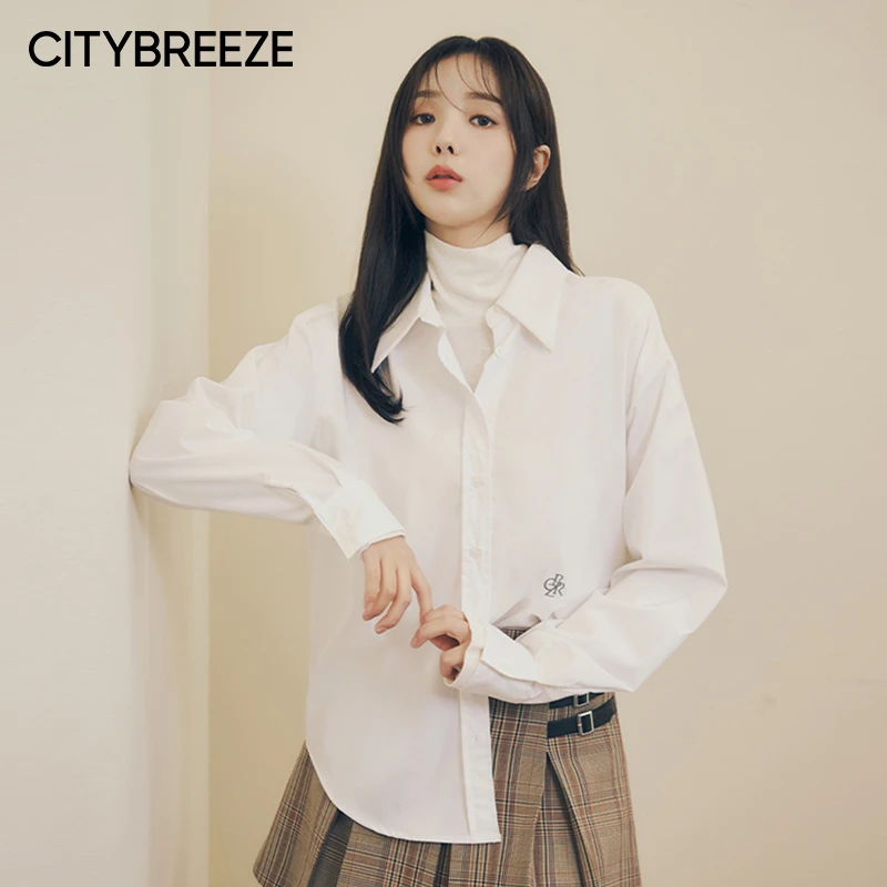 韩国CITYBREEZE蔡秀彬同款抗皱基础衬衫女休闲气质复古【amo】