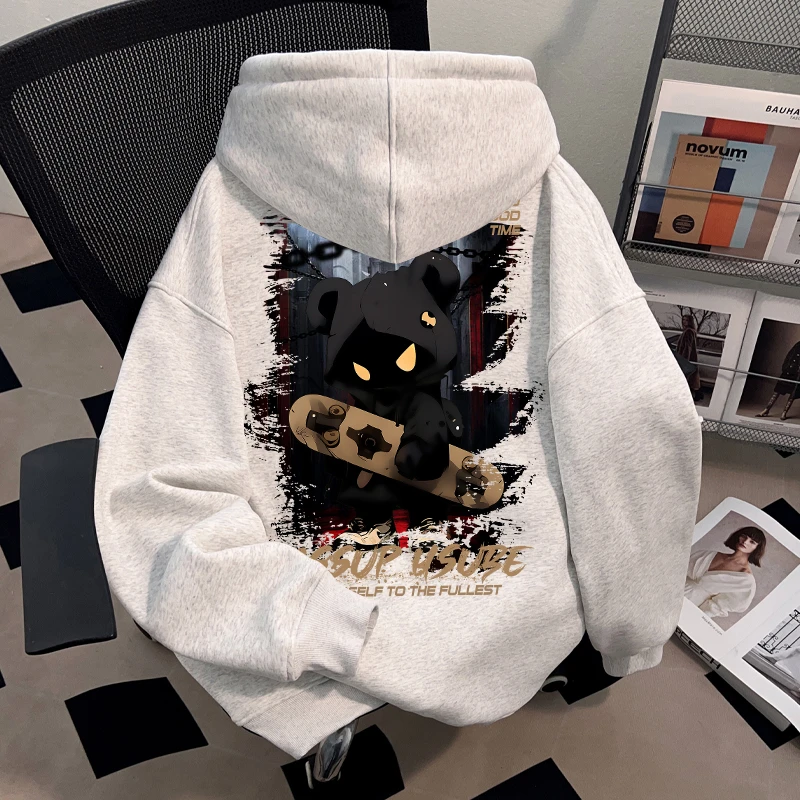 WASSUP HSUBE美式高街oversize套头连帽卫衣男士重磅潮流上衣chic