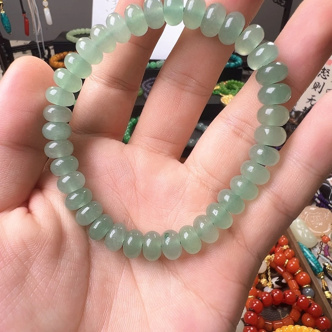 翡翠未镶嵌手串算盘珠手串