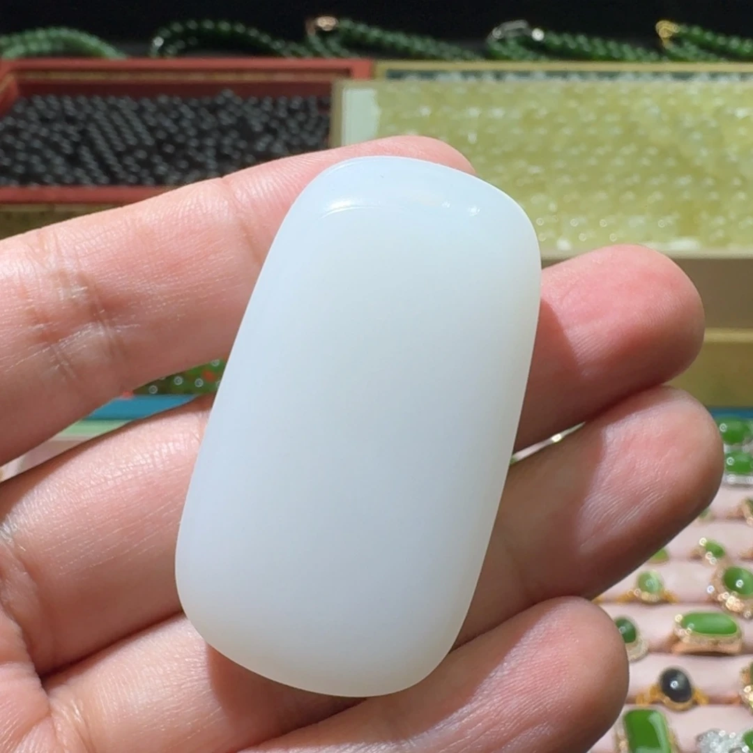 和田玉未镶嵌珠宝奇石白玉平安牌