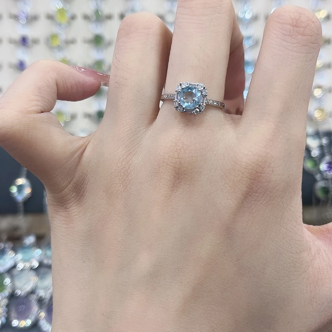 托帕石戒指银S925镶嵌