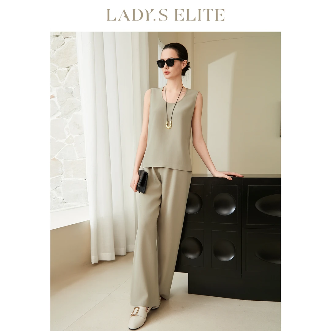 LadySElite【肌底】醋酸无袖背心女阔腿裤套装25春夏新款气质时尚