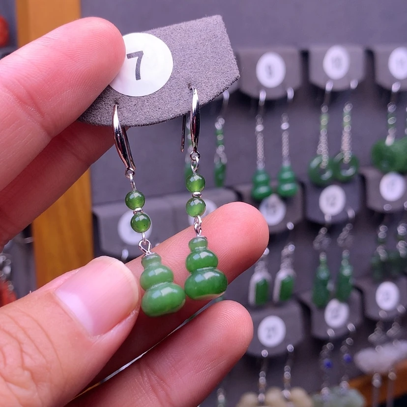 【闪购商品】和田玉耳饰银S925镶嵌