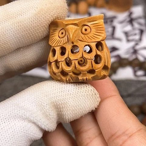 檀香木吊坠老山檀香手工雕刻猫头鹰挂件
