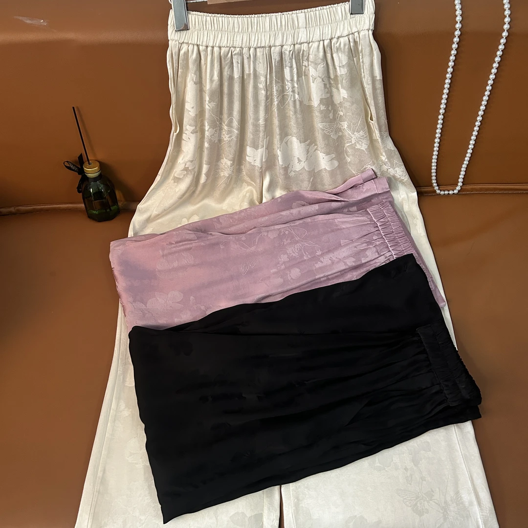 【瑶华】中国风裤子百搭宽松垂感休闲阔腿高腰拼接韩版