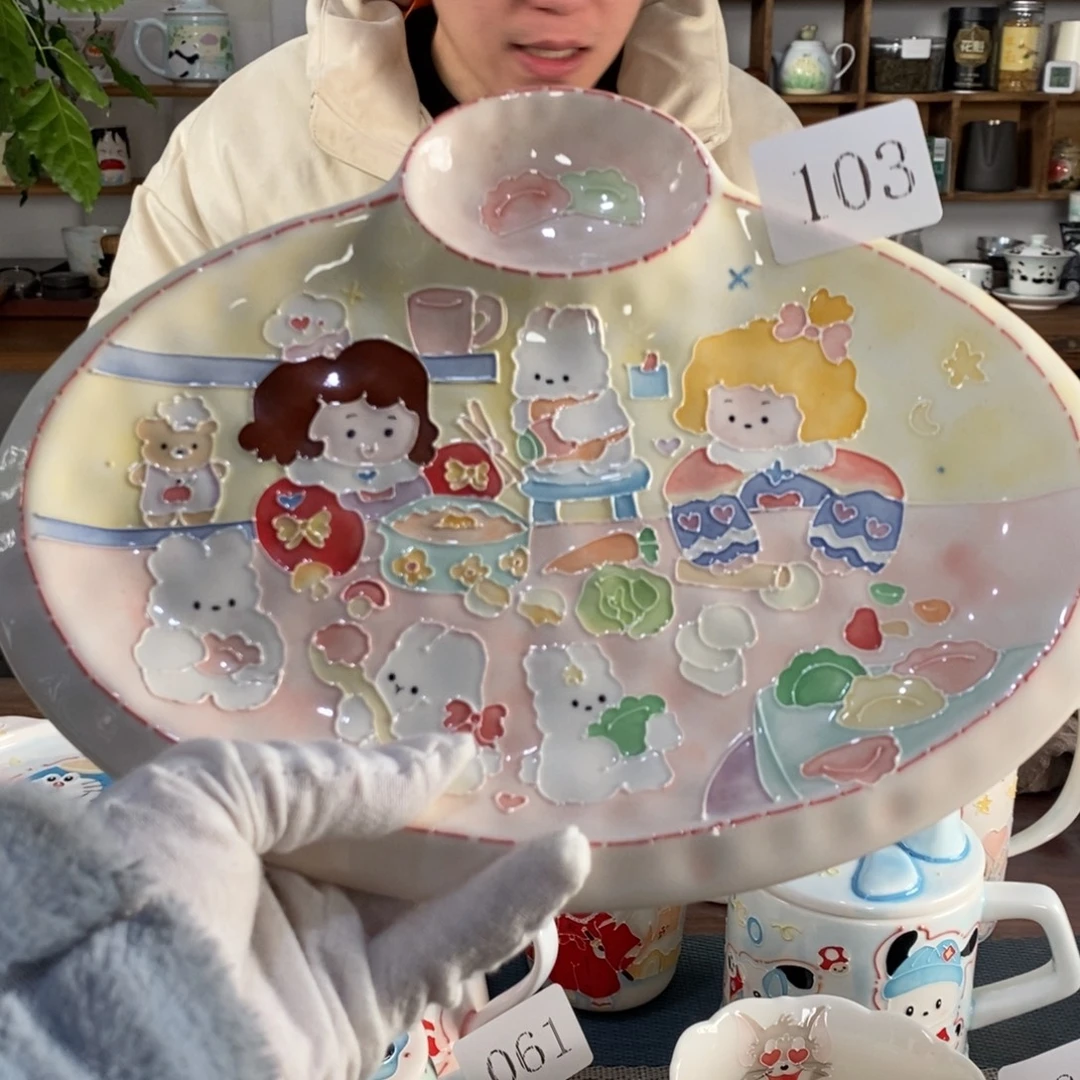 瓷片景德镇釉下彩手绘