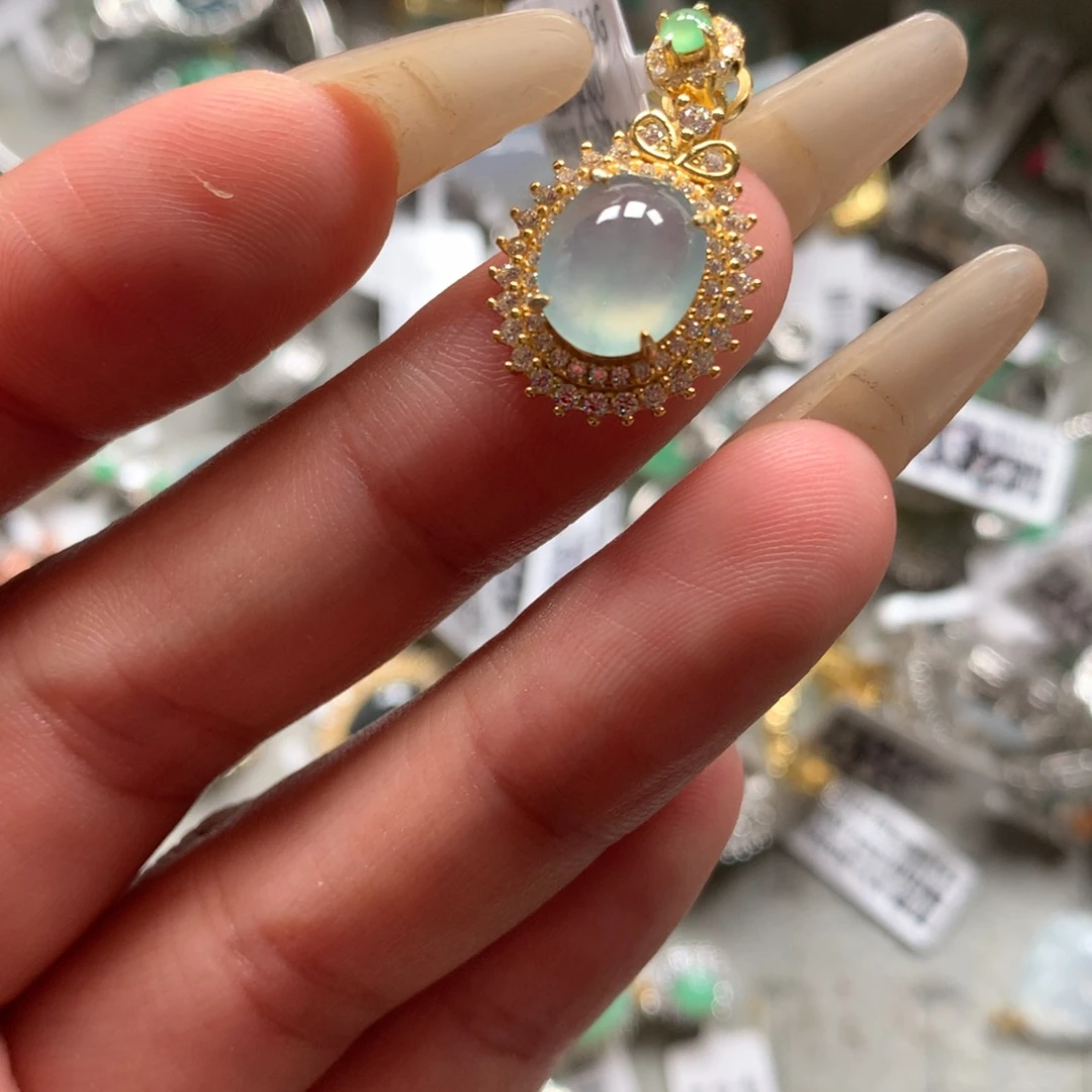 颈饰银S925镶嵌翡翠吊坠