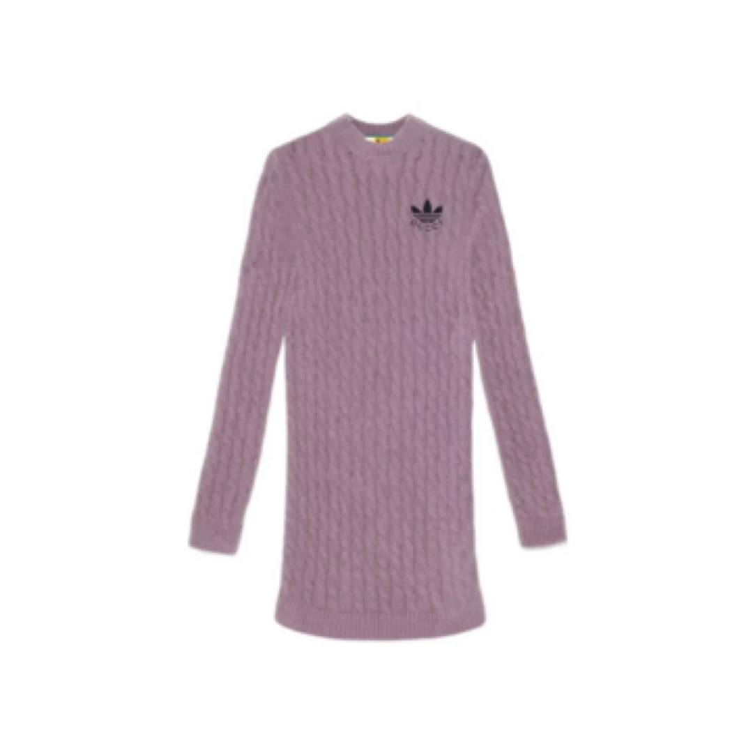 全新未使用 GUCCI/古驰 Logo圆领印花长袖连衣裙/S码/D01007