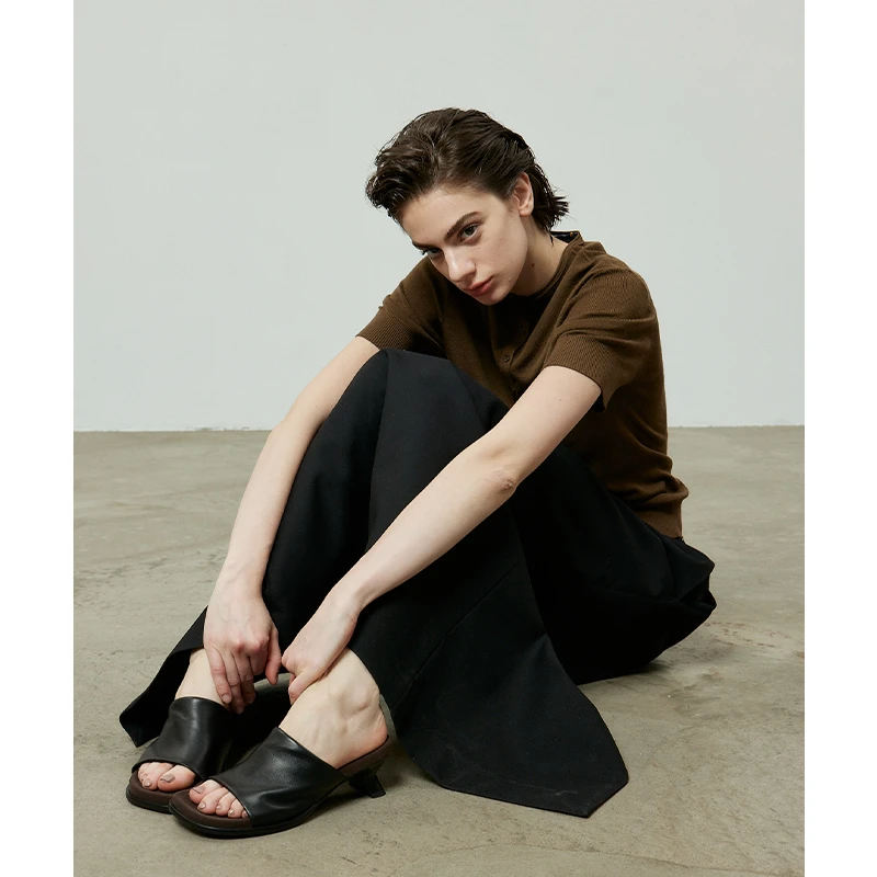 【包舒服】（6cm）2025年夏季新款法式时尚高跟拖鞋7745