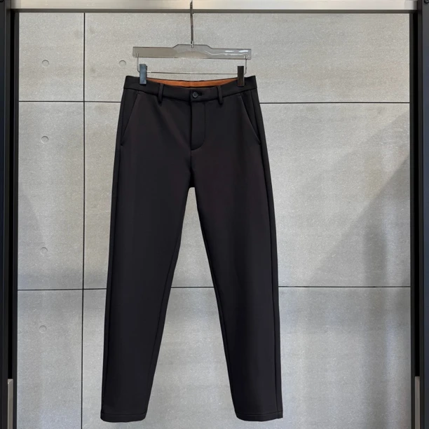 加绒加厚男士秋冬保暖直筒商务休闲裤