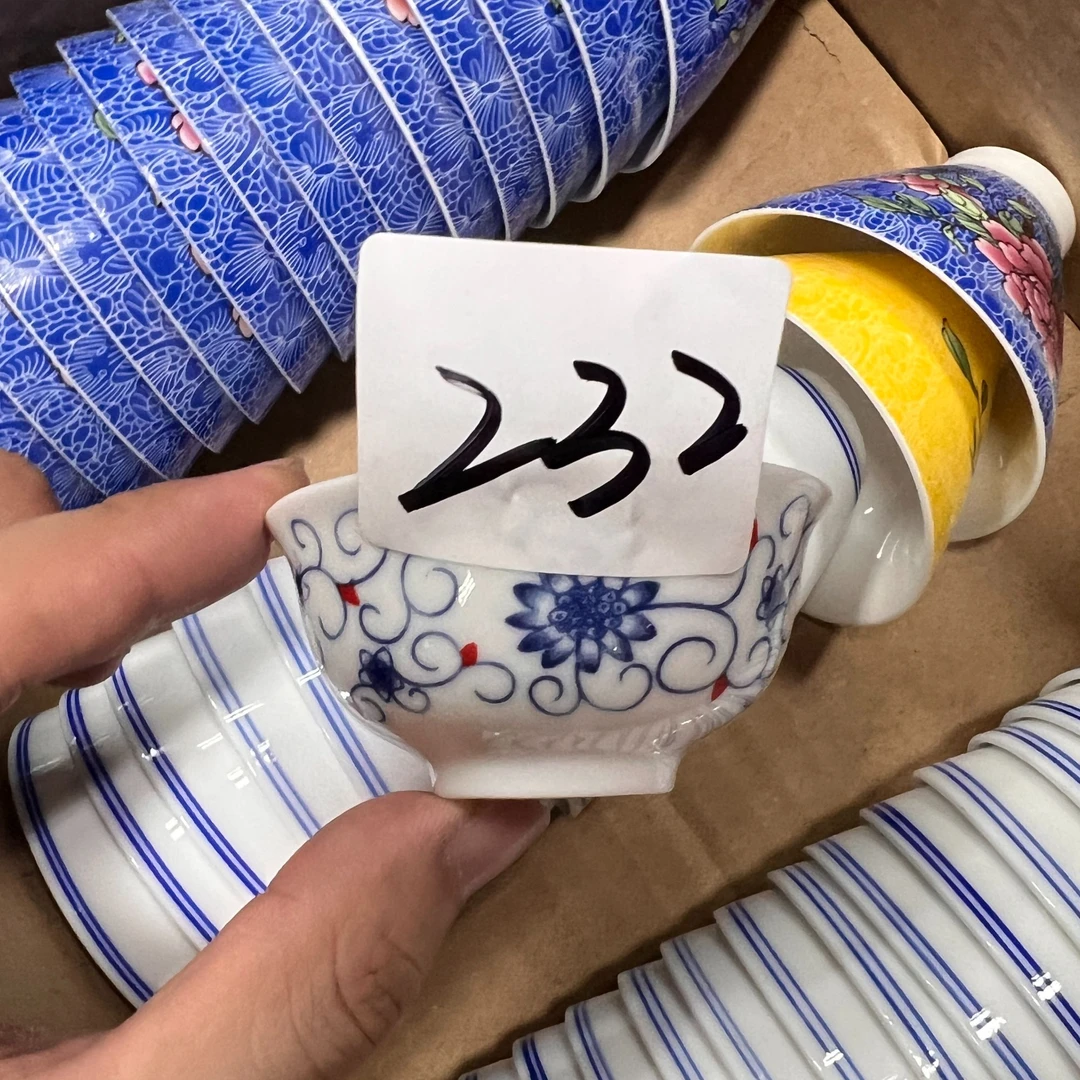 清友陶瓷  232#缠枝莲功夫小茶杯容量50毫升口径6厘米高3厘米