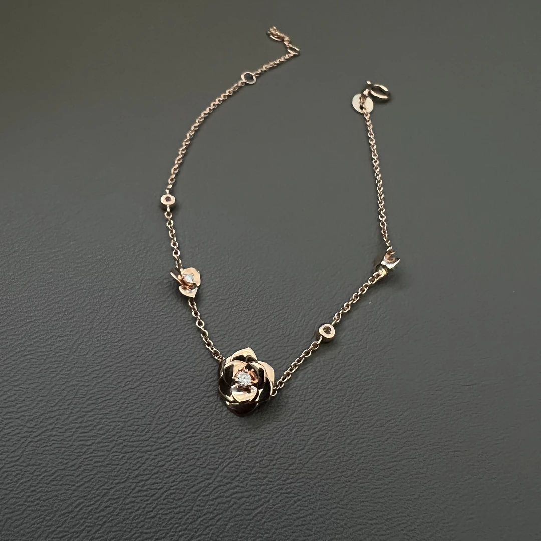 CERO【山茶花手链】18k金轻奢时尚满钻玫瑰花手链FF00002