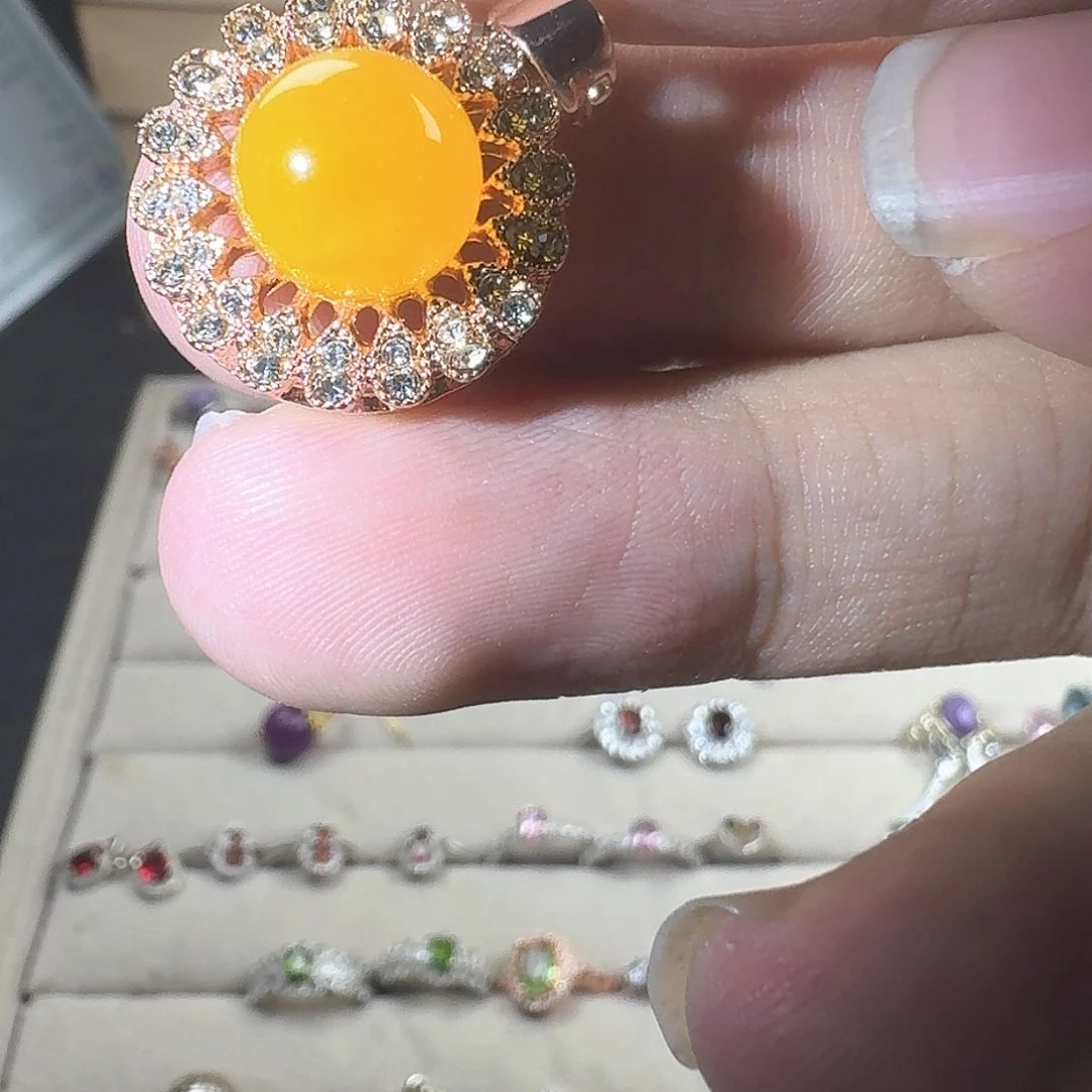 芙蓉石戒指银S925镶嵌