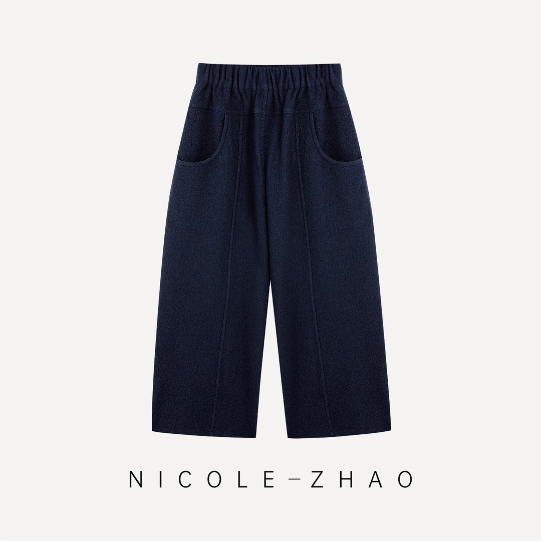 23331R【贵姐NICOLE】高端设计师款女式强缩绒裙裤阔腿裤织针织