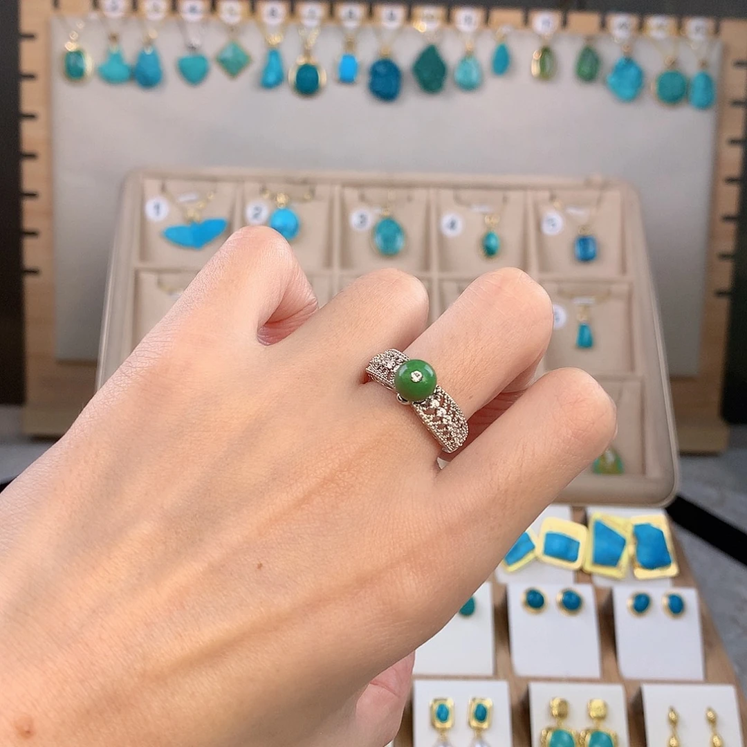 绿松石银S925镶嵌戒指