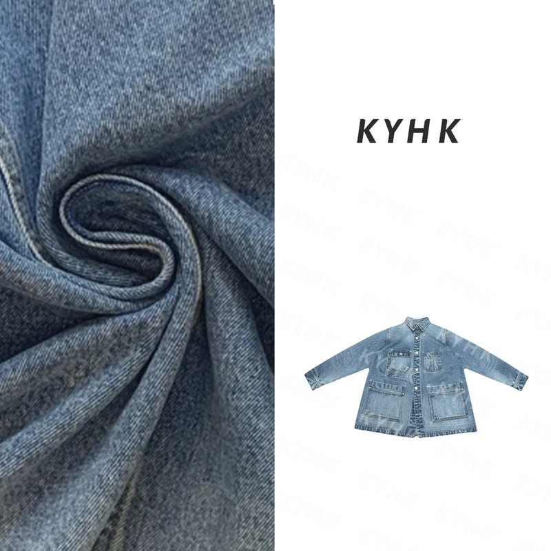 KYHK复古水洗淡蓝翻领牛仔夹克外套250319
