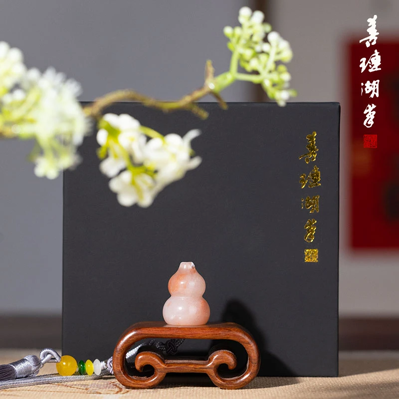 金玉合鸣 善琏湖笔 金丝玉天山翠印章葫芦造型钮章礼盒挂件收藏zb