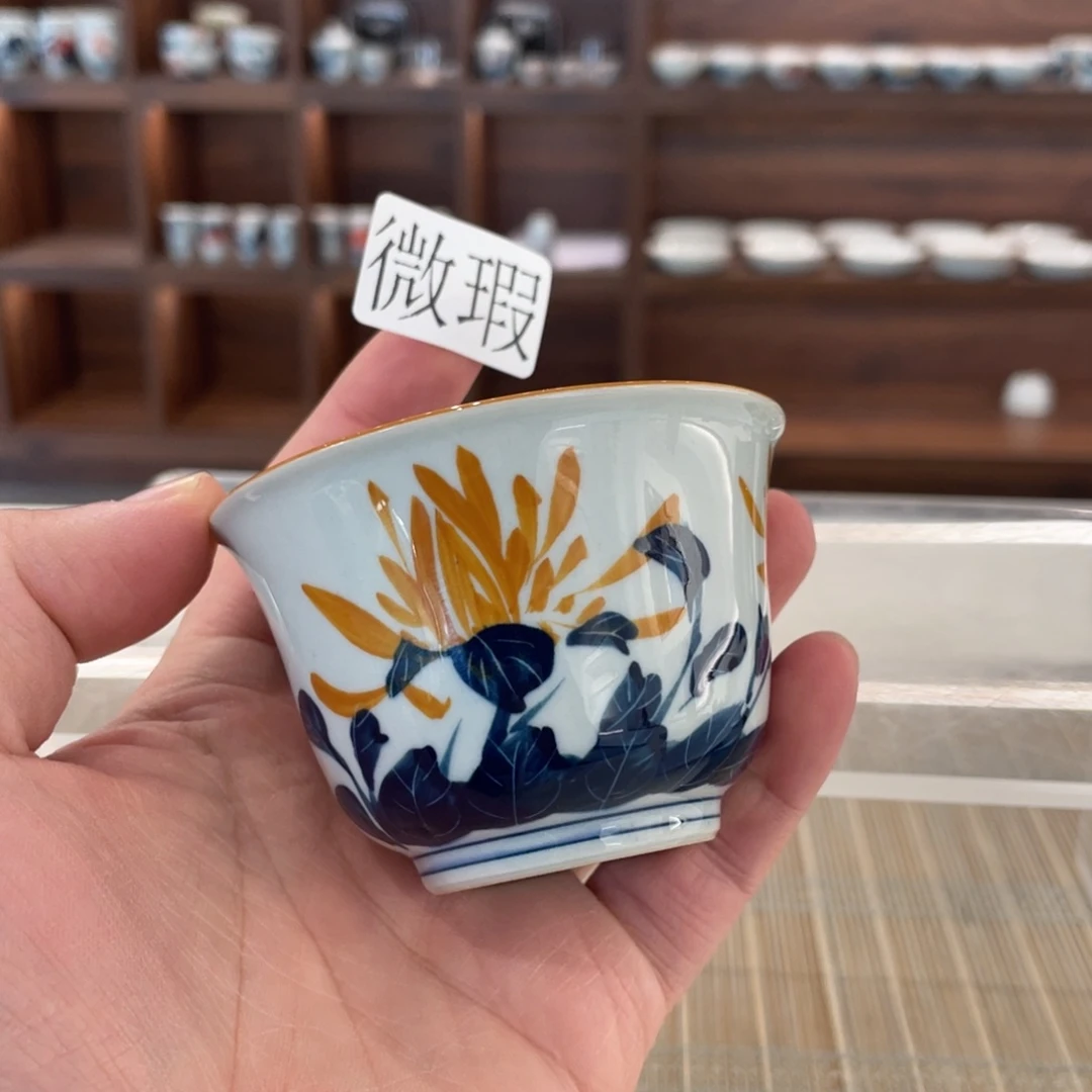 釉下手绘茶具微瑕