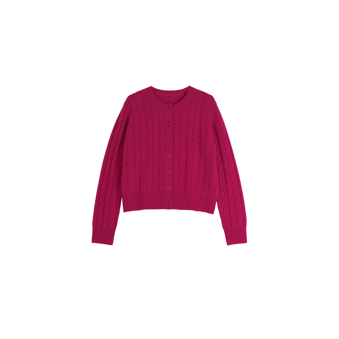 【meebest】KS24830经典绞花~软糯舒适康赛妮羊绒针织开衫