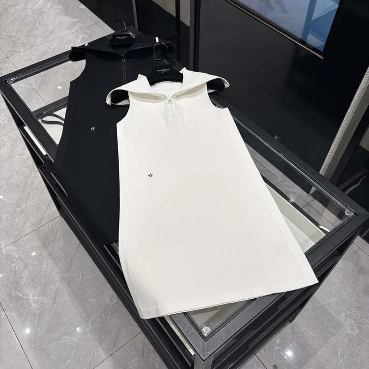 25年春夏新款女装 时尚法式拉链领五角星刺绣无袖连衣裙-25031