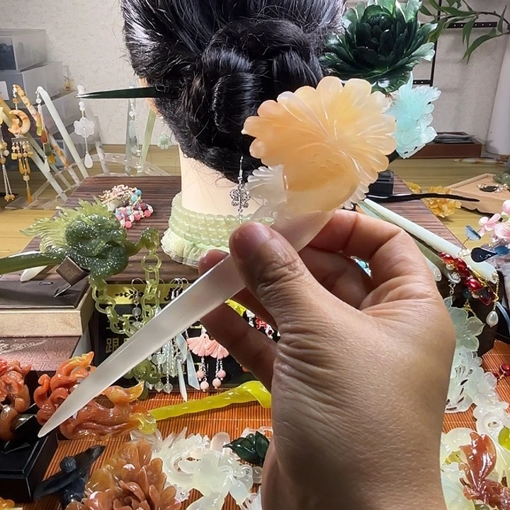 蛇纹石玉合金发饰