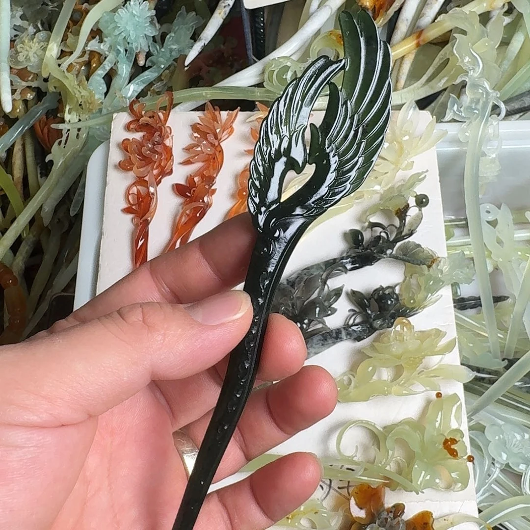 蛇纹石玉未镶嵌发饰
